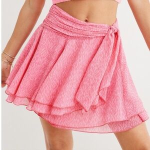 New Aerie Chiffon Wrap Pink Skirt
